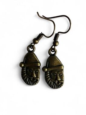Handmade Bronze Santa Claus Holiday Drop Earrings 🎅🎄
